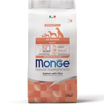 Monge Dog All breeds Adult лосось с рисом 2.5кг 70011297 фото