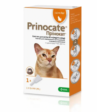 Прінокат для котів до 4кг, 40/4мг (3 піпетки) 3838989720698 фото