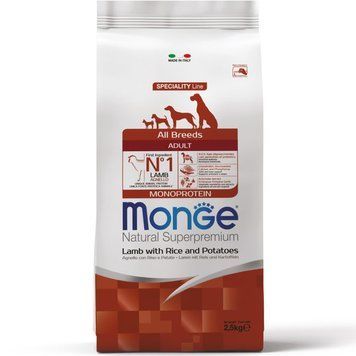 Monge Dog All breeds Adult ягненок с рисом 2.5кг 70011310 фото