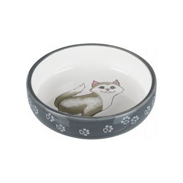 Миска Trixie для котів короткомордих порід сіра/біла керамічна 15 см 300 мл 24784 фото