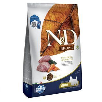 FARMINA N&D Grain Free BROWN ADULT MINI для собак з коричневою шерстю з ягням, спіруліною та морквою 5кг 45003 фото