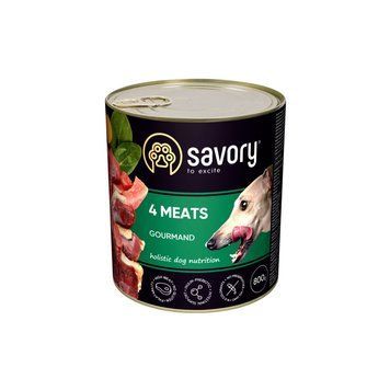 Корм вологий Savory Dog Gourmand 4 meats паштет для дорослих собак усіх порід з чотирма видами м&rsquo;яса 800 г 30402 фото