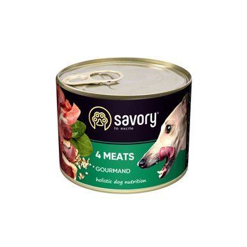 Корм вологий Savory Dog Gourmand 4 meats паштет для дорослих собак усіх порід з чотирма видами м&rsquo;яса 200 г 30389 фото