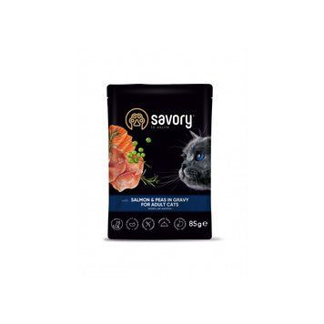 Корм влажный Savory Adult Cat Pouch Salmon & Peas in Gravy для взрослых кошек с лососем и горошком в соусе 85 г 20116 фото
