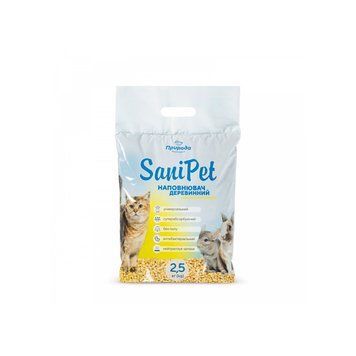 Наполнитель Природа Sani Pet Лимон гигиенический для кошачьих туалетов древесный 2,5 кг _PR240791 лимон 2,5кг фото