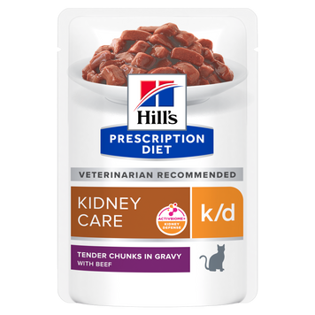 Hill&rsquo;s PRESCRIPTION DIET k/d Вологий корм для котів підтримка функції нирок, з яловичиною, пауч, 85 г 605666 фото