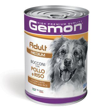 GEMON Dog Wet Medium Adult кусочки с курицей и рисом  70387873 фото