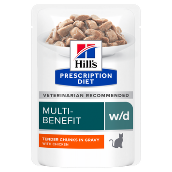 Hill&rsquo;s PRESCRIPTION DIET w/d Вологий корм для котів при цукровому діабеті та для контролю ваги, з куркою, пауч, 85 г 607361 фото