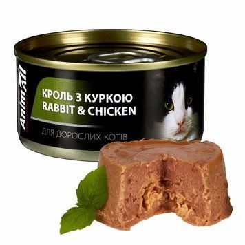 АнімАлл вологий корм для котів з кролем та куркою 80 г 177060 фото