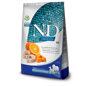 FARMINA N&D Grain Free OCEAN COD, PUMPKIN & ORANGE ADULT MEDIUM & MAXI з тріскою та апельсином 12kg 36568 фото