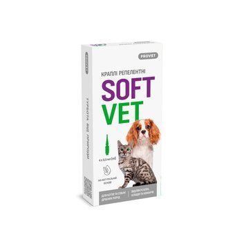 Капли Provet SOFTVET для кошек и собак мелких пород репеллентные 4 пипетки по 0,5 мл PR244121 фото