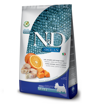 FARMINA N&D Grain Free OCEAN COD, PUMPKIN & ORANGE ADULT MINI з тріскою та апельсином 2.5kg 36520 фото