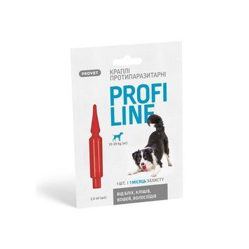 Капли Provet PROFILINE для собак 10-20 кг инсектоакарицид 1 пипетка по 2 мл PR243107 фото