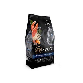 Корм сухий Savory Adult Cat Gourmand Fresh Salmon & White Fish для дорослих котів зі свіжим лососем і білою рибою 2кг 30020 фото