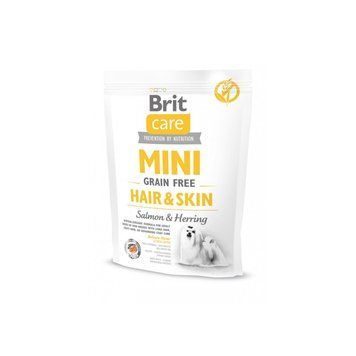 Корм сухий Brit Care Grain Free Mini Hair Skin для собак мніатюрних порід для шкіри та шерсті з лососем та оселедцем 400г 170783/0237 фото
